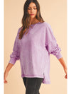 Orchid Petal Mineral Wash Drop Shoulder Oversized Sweatshirt