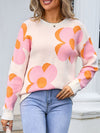 Angel Wings Flower Round Neck Long Sleeve Sweater - Cocoa Yacht Club