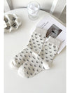 White Bow Ribbed Edge Crew Socks