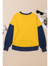 Yellow Color Block Thumbhole Sleeve Drop Shoulder Sweatshirt