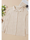 Texture Collared Neck Button Down Long Sleeve Shirt