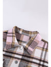 Brown Plaid Button Up Long Sleeve Flannel Shacket