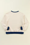 Red Clay Color Block Drop Shoulder Crewneck Oversized Sweatshirt