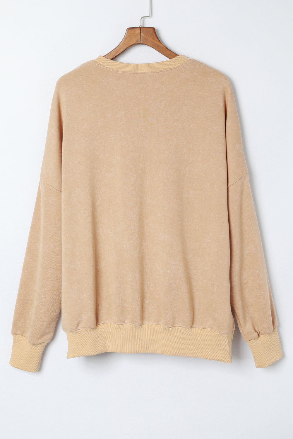 Green Plain Drop Shoulder Ribbed Trim Oversized Sweatshirt