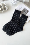 Black Bow Ribbed Edge Crew Socks