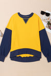 Color Block Round Neck Long Sleeve Sweatshirt