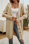 Devine Button Up Long Sleeve Hooded Cardigan - Cocoa Yacht Club