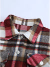 Brown Plaid Button Up Long Sleeve Flannel Shacket