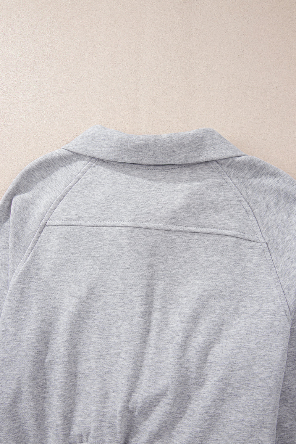 Parchment Quarter Zip Stand Neck Kangaroo Pocket Sweatshirt