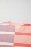 Blue Stripe Exposed Seam Patchwork Loose Sweatshirts