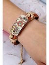 Cinnamon Vintage Boho Floral Printed Braided Rope Leather Bracelet