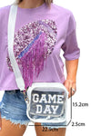 Black Chenille GAME DAY Pattern Clear Bag