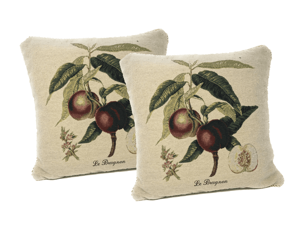 2-Pieces Nectarine Fruits Garden Tapestry Throw Pillow Covers w/ Inserts - 18" x 18"