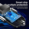3 Port Fast LED White Car Charger + 3 in 1 Cable Combo Blue