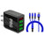 3 port LED Display Wall Chargerand 3 in 1 Cable Bundle Blue