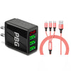 3 port LED Display Wall Chargerand 3 in 1 Cable Bundle Red