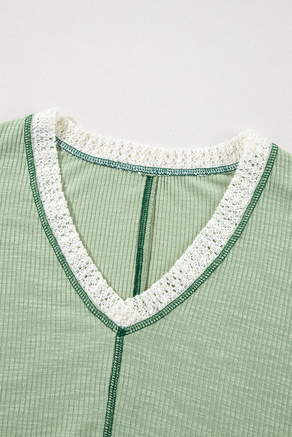 Parchment Crochet Patchwork Exposed Seam Loose Top