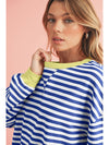 Green Stripe Contrast Edge Oversized Sweatshirt