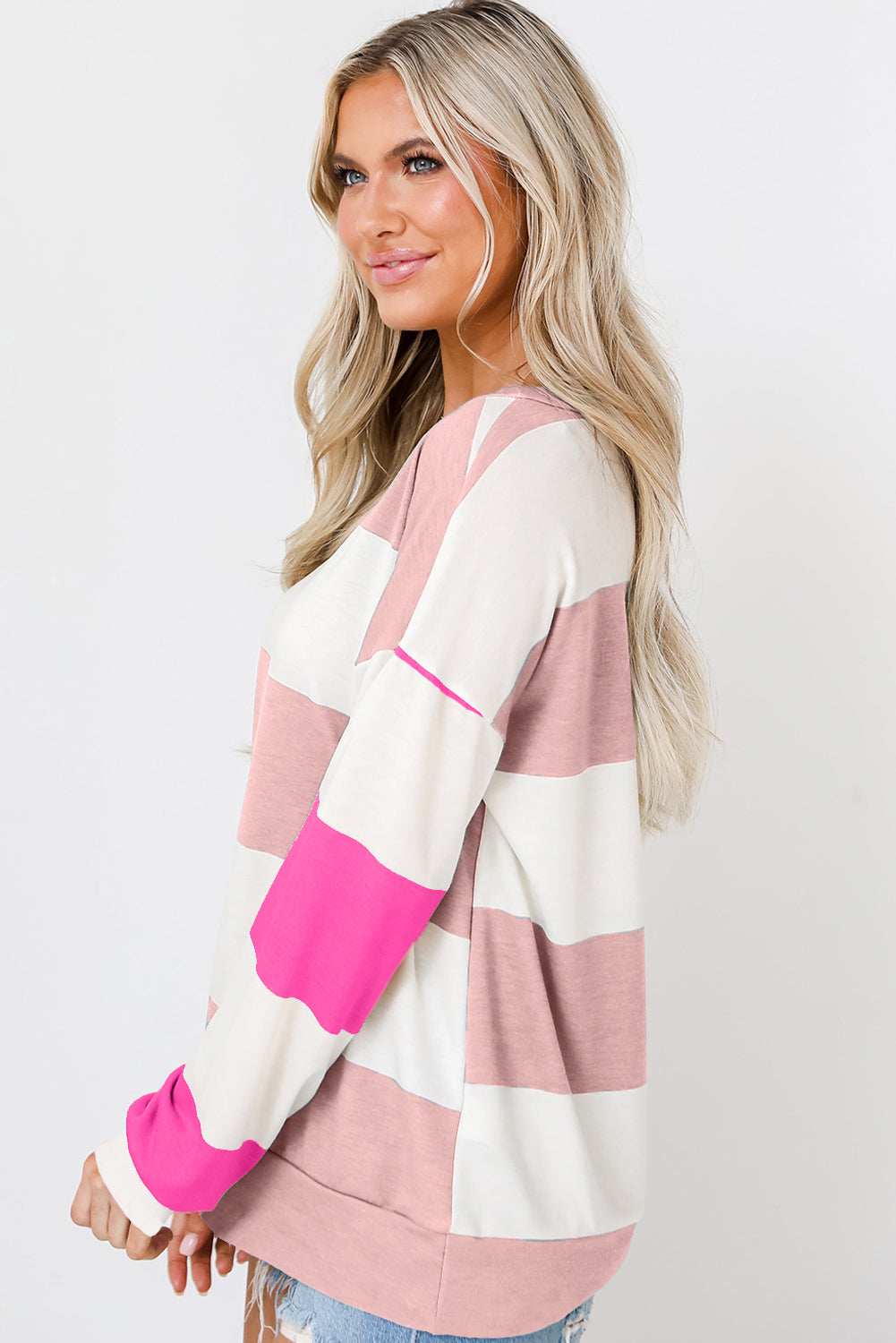 Rose Red Colorblock Drop Sleeve Top