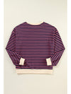 Green Stripe Contrast Edge Oversized Sweatshirt