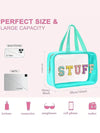 Light Blue STUFF Patch Clear Makeup Bag