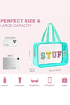 Light Blue STUFF Patch Clear Makeup Bag