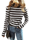 Black Stripe Slim Fit High Neck Knit Sweater