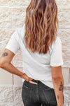 White Tassel Bowknot Embroidered Graphic Print Round Neck T Shirt