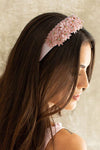 Pale Chestnut Rhinestone Flower Headband