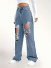 Distressed Wide Leg Jeans - Cocoa Yacht Club