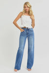 RISEN Full Size Tummy Control Elastic Band High Rise Wide Jeans Plus Size