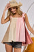 BiBi Frill Shoulder Strap Color Block Bodice Top