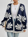 Contrast Dropped Shoulder Long Sleeve Cardigan - Cocoa Yacht Club