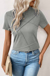 Medium Grey Solid Color Round Neck T Shirt