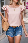 Gossamer Pink Textured Bow Frilled Ruffle Sleeve Blouse