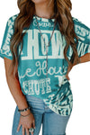 Dark Grey Vintage Letter Print Graphic Loose Tee