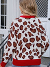 Angel Wings Leopard Round Neck Long Sleeve Sweater - Cocoa Yacht Club