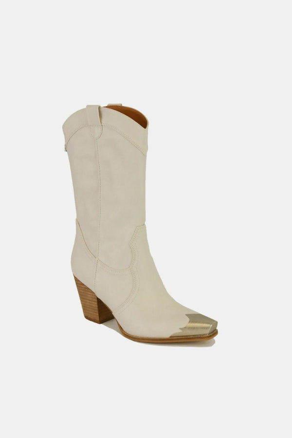 MayFair Metal-Toe Block Heel Ankle Boots