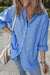 Blue Chest Pocket Button-up Loose Fit Blouse