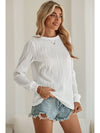 Apricot Wavy Textured Solid Color Drop Shoulder Pullover Top