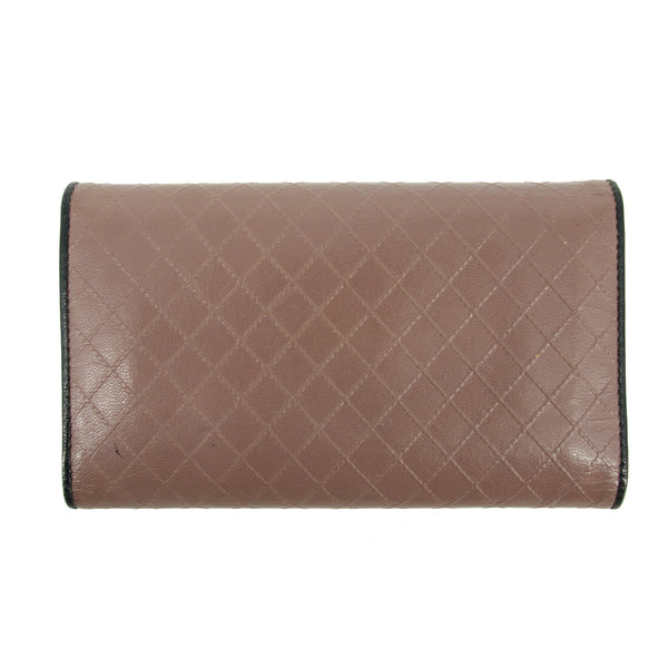 Chanel Matelasse Bicolor Long Trifold Embossed Wallet Pink