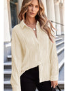 Texture Collared Neck Button Down Long Sleeve Shirt