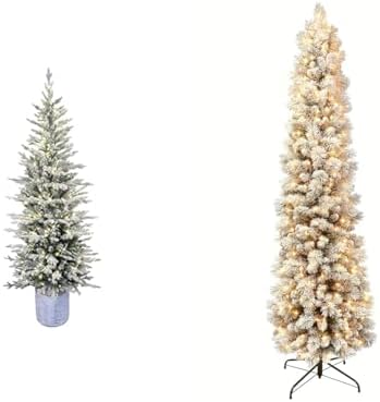 International 4.5ft Pre-Lit Potted Flocked Arctic Fir Christmas Tree