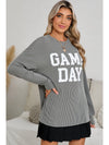 Bluing Corded GAME DAY Graphic Long Sleeve Top