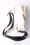 Black Football Pattern PU Leather Zipped Crossbody Bag