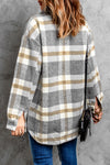 Brown Plaid Print Casual Pocket Shacket