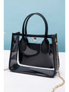 Black PVC PU Leather Chain Strap Clear Shoulder Bag