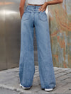 Distressed Wide Leg Jeans with Pockets