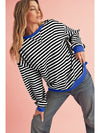 Green Stripe Contrast Edge Oversized Sweatshirt