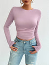 Devine Backless Round Neck Long Sleeve T-Shirt - Cocoa Yacht Club